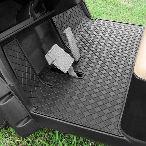 Cartalia Golf Cart Floor Liner Mat 8mm Thick Rubber Full Coverage Fit for Yamaha Drive2 (2017-2025), QuieTech [2017-2025], Adventurer (2017-Up), UMAX Rally 4x4 Non-Slip Mats Replacement - Black Trim