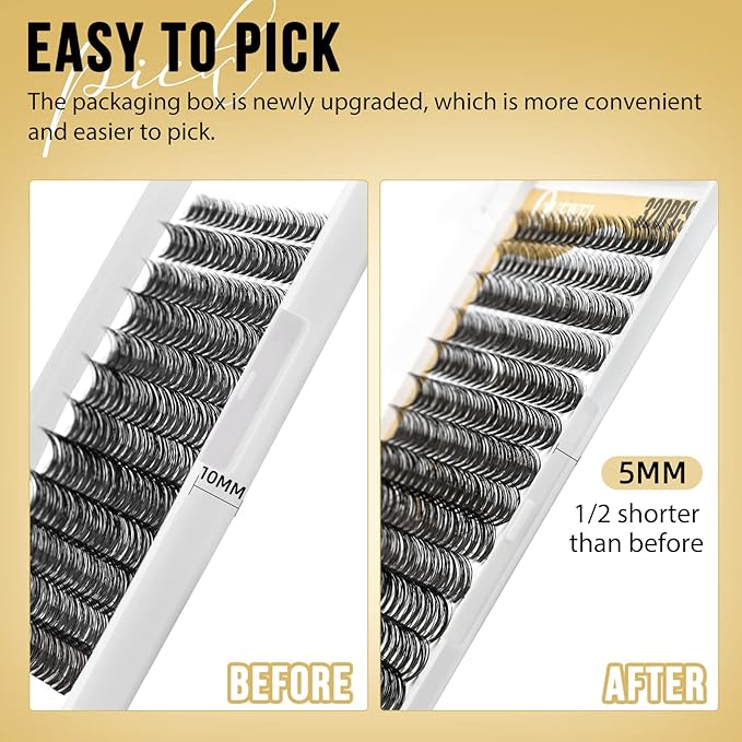 QUEWEL Lash Clusters 320Pcs Cluster Lashes 30D+40D C Curl Lash Cluster Eyelash Extensions Mix9-16mm Individual Eyelashes Clusters Wispy Lash Clusters Thin Band Soft to Use at Home(30D+40D C Mix9-16)