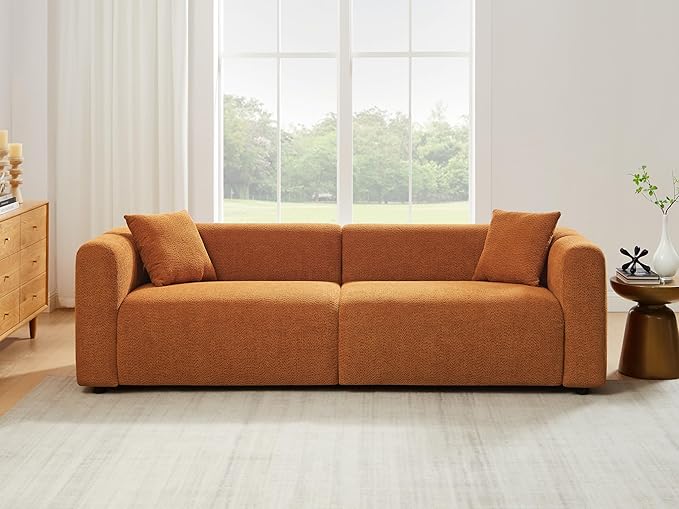 VANOMi Living Room Furniture Sets Include 95" Sofa & 42" Armchairs, Boucle Upholstered Oversized Couch with Pillows, Living Room Furniture Set for Bedroom Apartment (Curry, 2 Sofas+1 Chair)