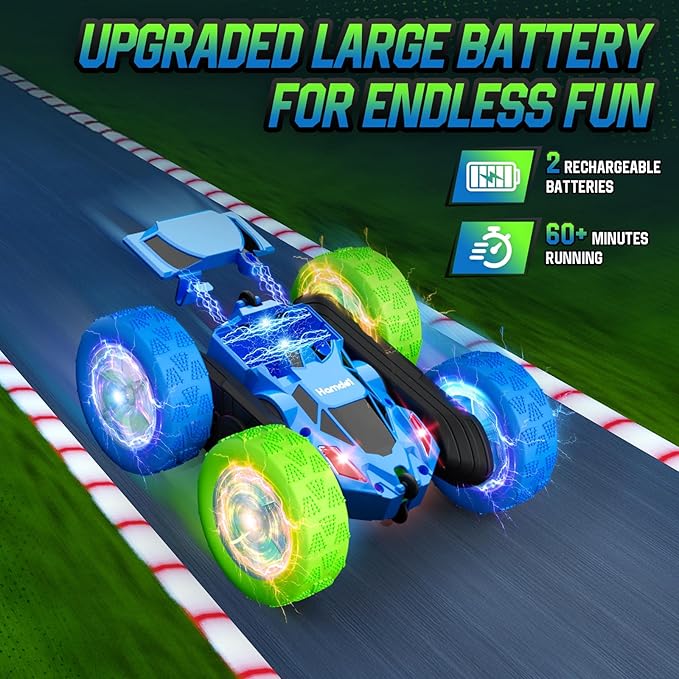 RC Cars Toys for Kids Ages 6-12, 360° Spinning Double-Sided Remote Control Car with LED Lights, 4WD Rechargeable Toy for Boys Age 8-10, Perfect Birthday Holiday