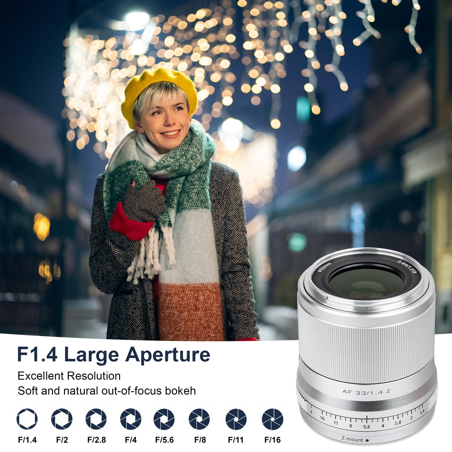 VILTROX AF 33mm f/1.4 F1.4 Z APS-C Lens for Nikon Z Mount, Auto Focus Large Aperture Prime Lens with STM Motor Compatible with Nikon Mirrorless Camera ZFC Model Z5 Z50 Z6 Z6II Z7 Z7II