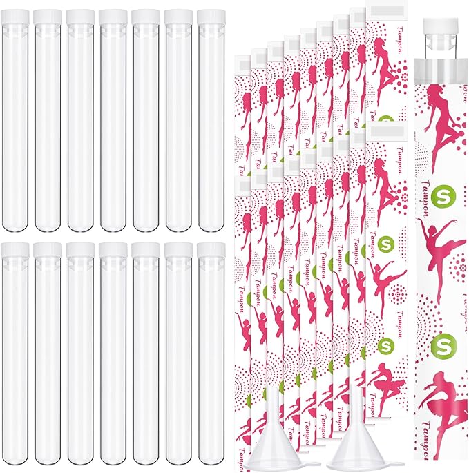 Copkim 38 Pcs Tampon Flask Set Included Tube Flasks Containers for Women Tampon Reusable Wrappers(Sports Style)