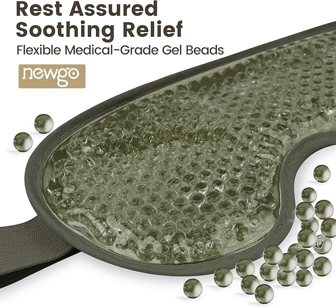 NEWGO Cooling Eye Mask for Puffy Eyes, Cold Eye Mask Eye Ice Pack for After Eyes Surgery, Tension Stress Relief, Itchy Eyes, Headaches, Dark Circles - Army Green