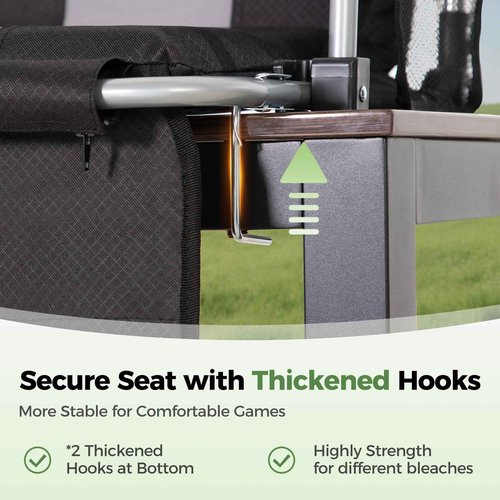 GREEN PARTY Stadium Seats for Bleachers 2 Pack Portable Outdoor Floor Folding Stadium Chair with Armrest, Back Support, Cup Holder, Mesh Bag and Hide Hooks