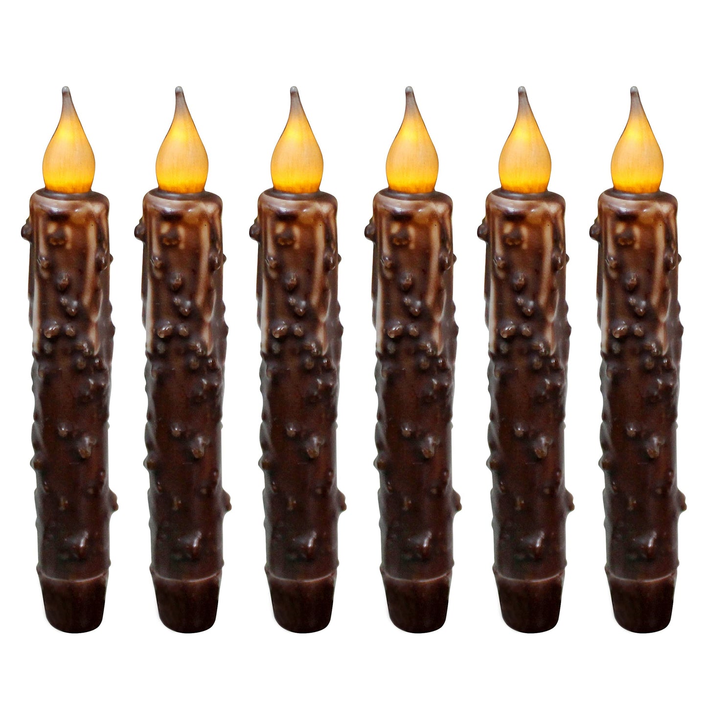 Cvhomedeco. Real Wax Hand Dipped Battery Operated Led Timer Taper Candles Rustic Primitive Flameless Lights D  Cor, 6-3/4 Inch,