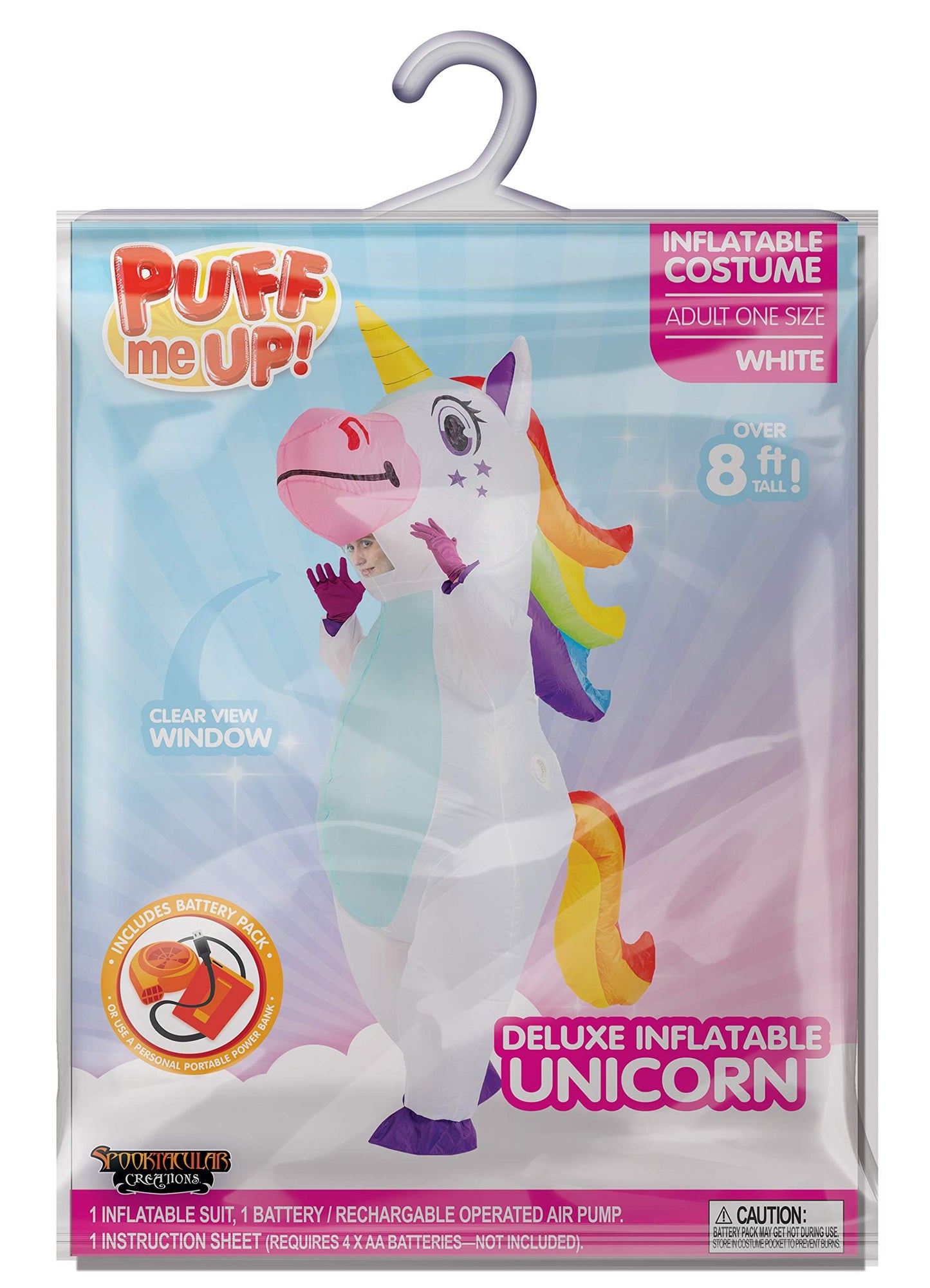 Spooktacular Creations Adult Unisex White Unicorn 65in Full Body Inflatable Costume for Halloween Parties-L