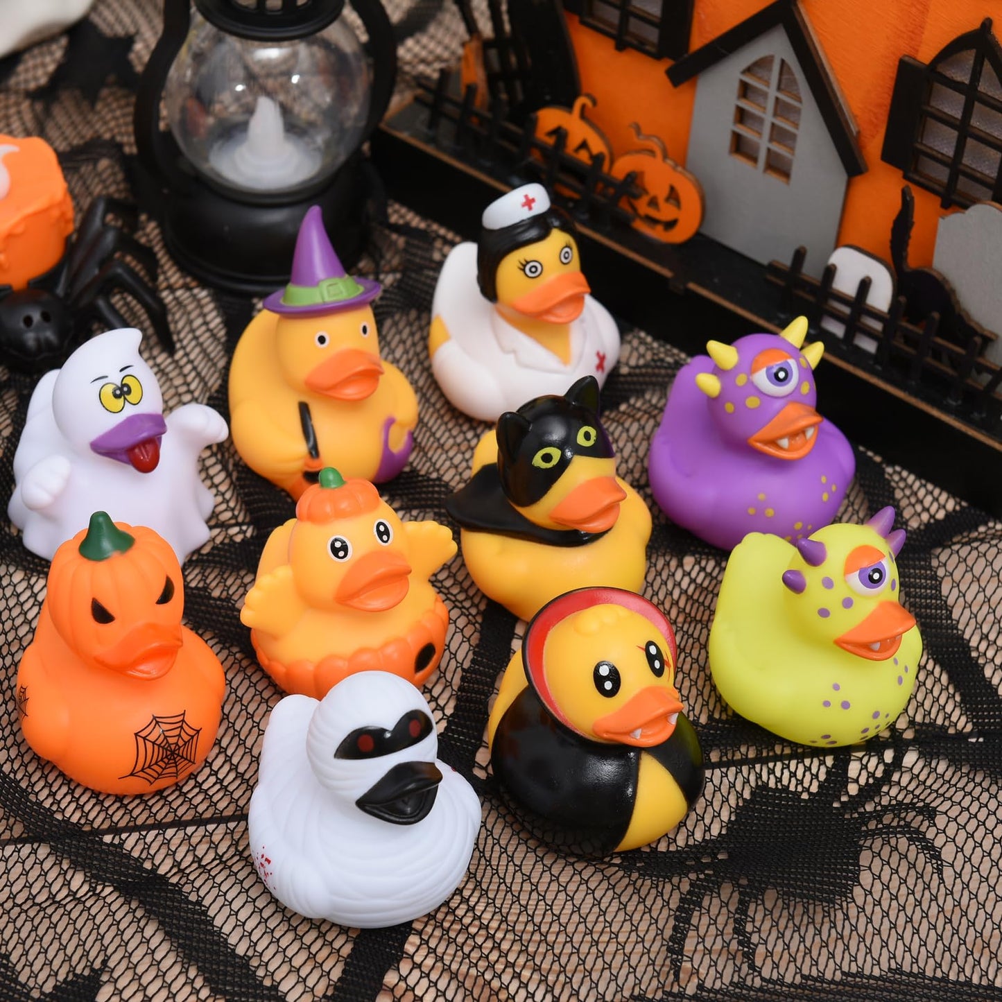 Halloween Rubber Ducks, 24 Piece Set, Spooky Monster Bath Toys Collection