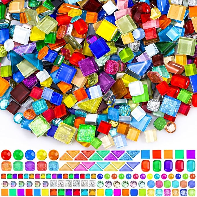 1000 Pcs Colorful Irregular Crystal Mosaic Tiles, 2.2lb Tiny Mosaic Tile DIY Hobbies Children Handmade Crystal Craft for Craft Bathroom Kitchen Home Decoration DIY Art Projects