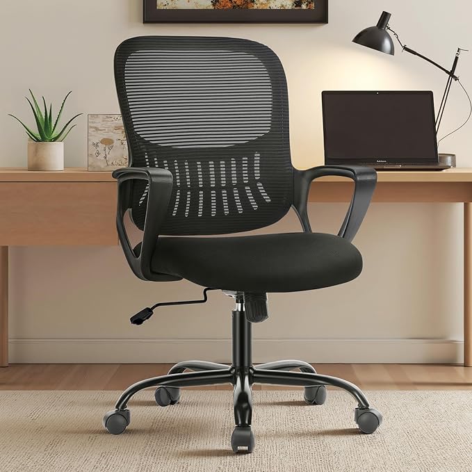 Sweetcrispy Home Office Managerial Executive Chair with Ergonomic Design, Mid-Back Mesh Swivel, Comfortable Lumbar Suppor...
