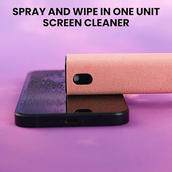 Screen Cleaner Spray and Wipe by ZERNBER- Computer Screen Cleaner, Laptop Screen Cleaner, Phone Cleaner, Car Screen Cleaner, 2in1 Touchscreen Mist Cleaner- (0.3 oz) Purple