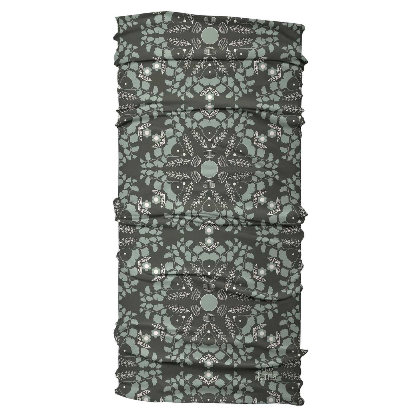 Karma Gingko Floral Headband for Women - Wide - Fabric Headband and Stretchy Hair Scarf - Dark Grey