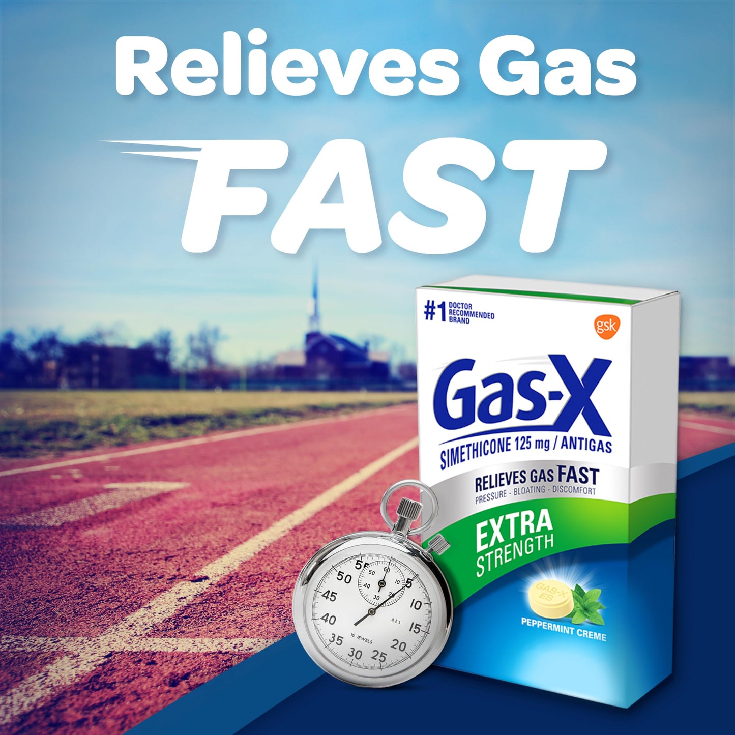 Gas-X Extra Strength Chewable Gas Relief Tablets with Simethicone 125 mg, Peppermint Creme - 18 Count (Pack of 4)