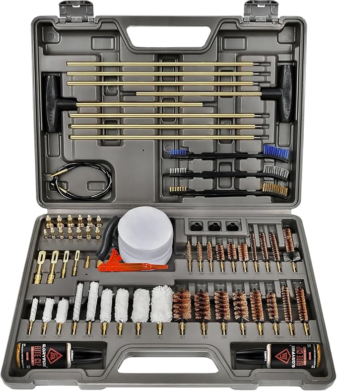 GLORYFIRE Elite Gun Cleaning Kit, Handgun Shotgun Pistol Universal Cleaning Kit with All Brass High-end Brushes, Jags, Rei...