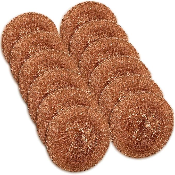 12 Pack Copper Coated Scourers Scrubber Pad, Kitchen Cleaning Soldering Copper Coated Cleaner