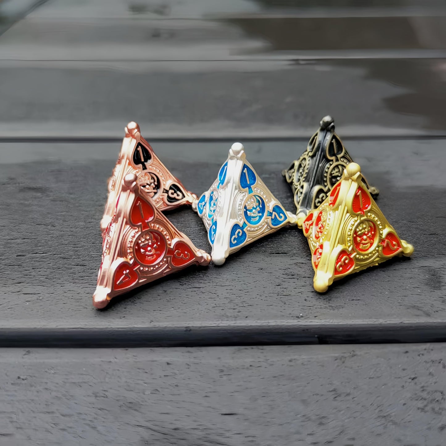 Surpass Metal dice Set red DND dice Set RPG dice Rose Gold Polyhedral Metal dice for Dungeons & Dragons Games Poker Theme Design (Rose red)