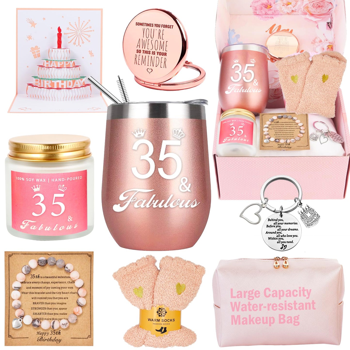 35th Birthday Gifts for Women Her, Happy 35th 35 Year Old Birthday Basket Gifts Box for Women Best Friends Female Daughter Sister Her Girlfriend Coworker Bestie Birthday Unique