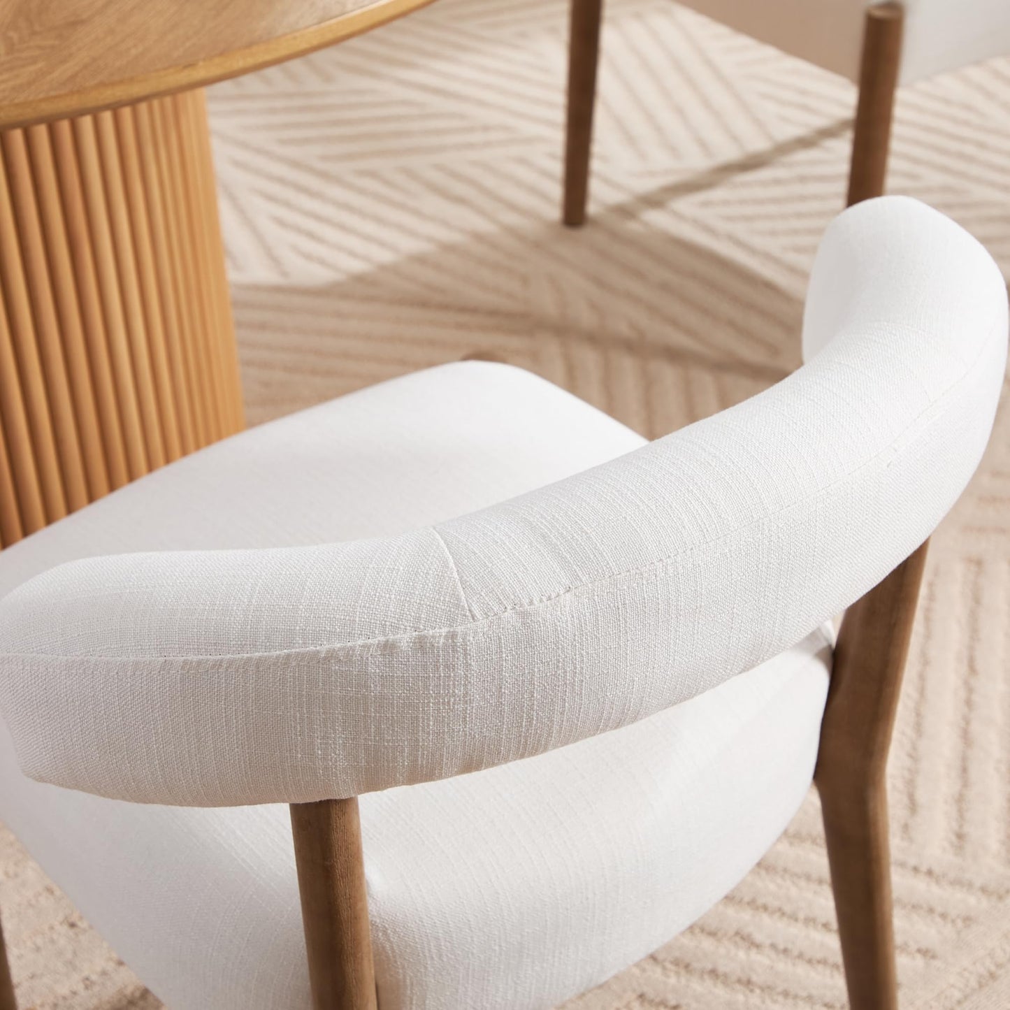 Janoray Dining Chairs Set of 2,Mid Century Modern Living Room Chairs with Unique Curved Open Back Comfy Upholstered Side Chair for Kitchen/Restaurant/Reception,Linen Beige