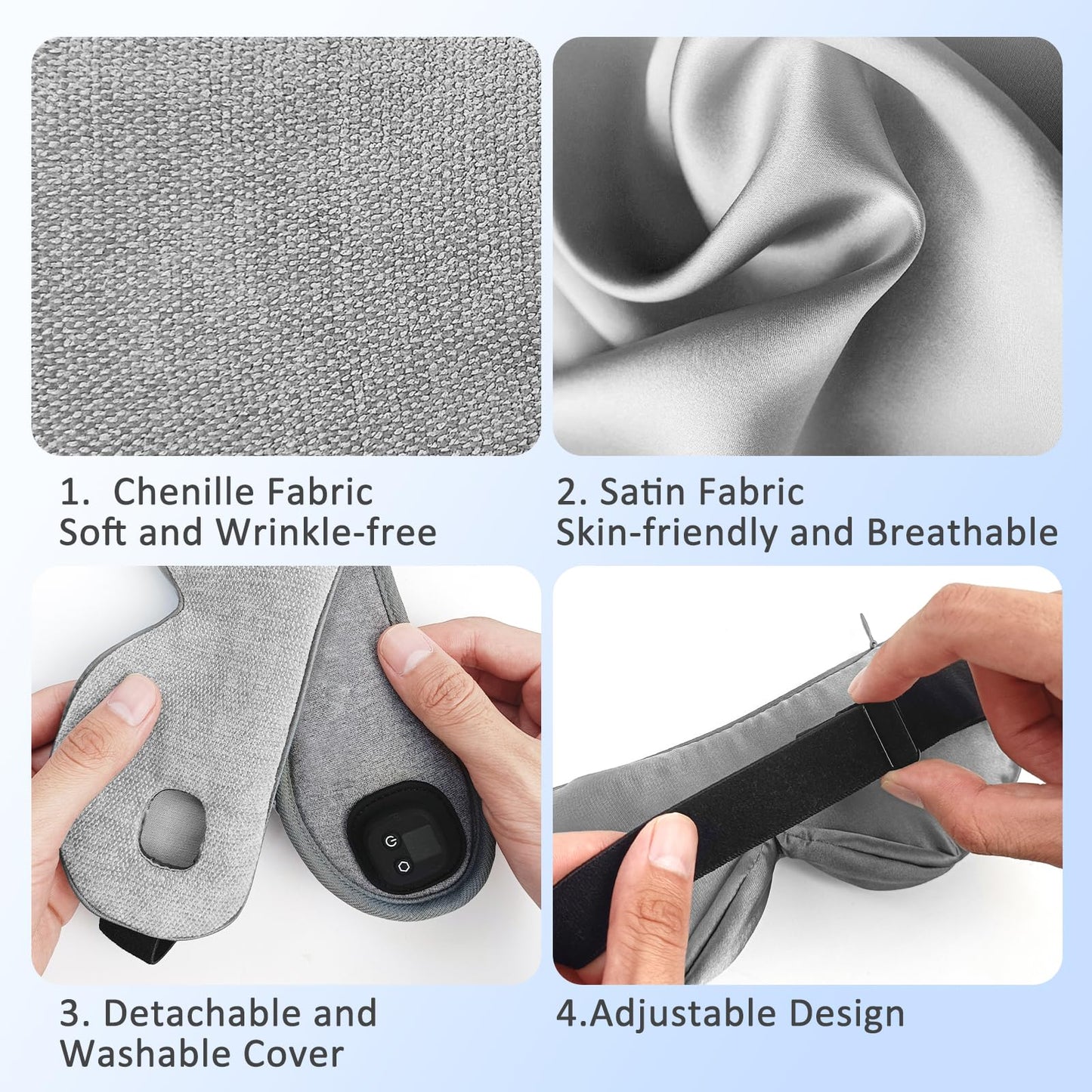 Telepepe Heated Eye Mask for Dry Eyes, Cordless Warm Eye Compress with 4 Heat Levels, 4-Level Timing, 1000mAh Rechargeable, Blepharitis, Styes, Washable Cover, Travel, Gifts for Family(Grey)