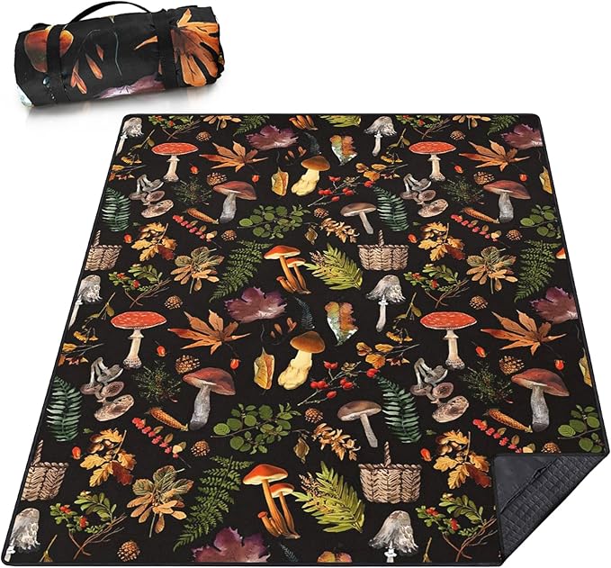Wruzbxcn Picnic Blankets Waterproof Sandproof Picnic Beach Blanket Foldable Portable Travel Large Vintage Mushroom Camping...