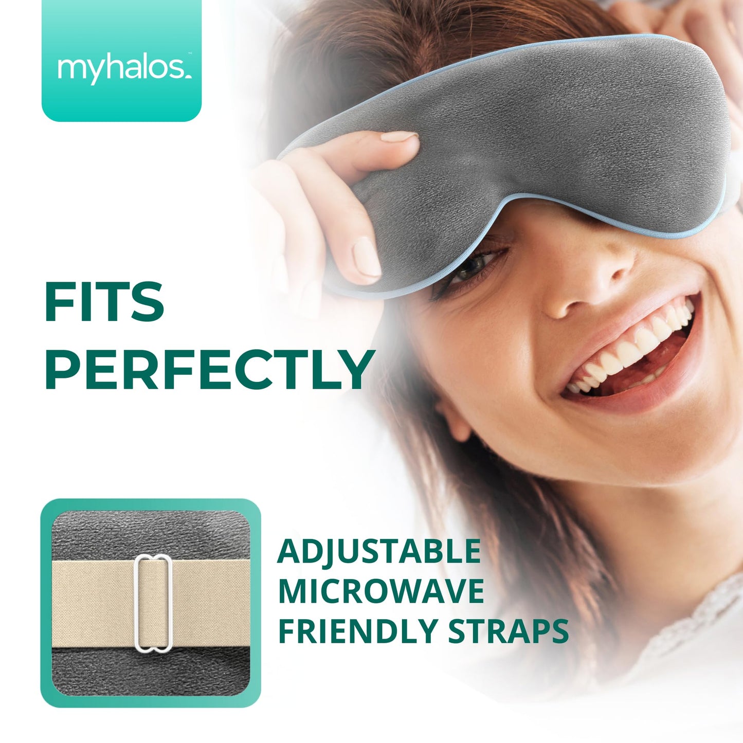 MyHalos® Heated Eye Mask for Dry Eyes - Steam Warm Compress for Eyes - Remove Styes, Chalazion Therapy Warming and Heating Pad Hot Compress - Moist Heat Mask for Blepharitis & MGD - FSA|HSA Eligible