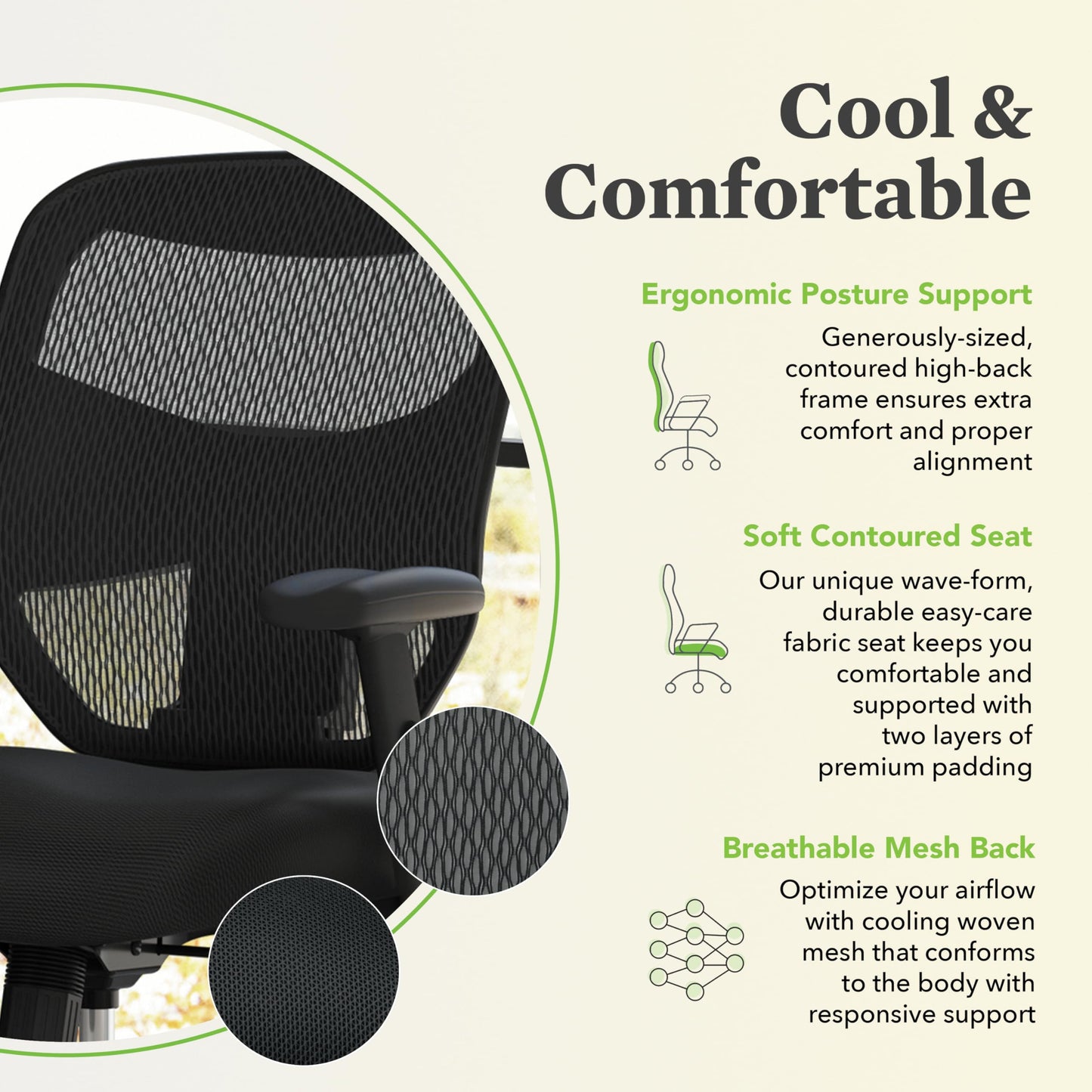 HON Prominent High Back Office Chair, Ergonomic Desk Chair with Adjustable Center-Tilt Recline, 360 Swivel, Swivel-Tilt, Black