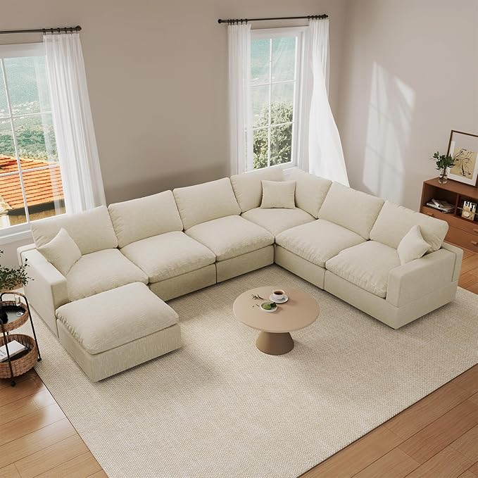 Cloud Couch Modular Sectional Sofa for Living Room, Convertible Upholstered Comfy Couches Deep Seat Sofa Sleeper Sofa Bed, Removable & Washable Cushion Covers, Filled with Down Cotton