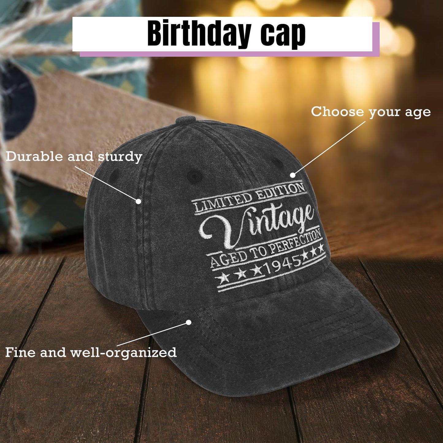 Rybicag 80th Birthday Gifts for Him Her, 1945 for 80 Year Old Men Women Vintage Hat