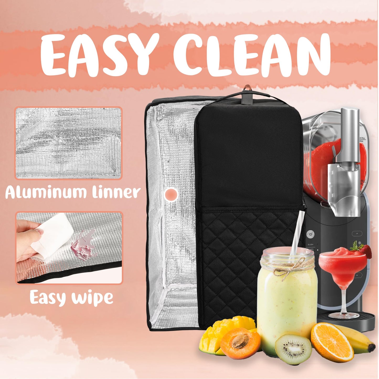 CROTIRAD Slushie Machine Cover for Ninja Slushy Frozen Drink Maker, Foldable Dust Cover for Ninja Slushie Machine, Easy Storage Fits Ninja Slushi Maker, Upgrade, Quilted Black