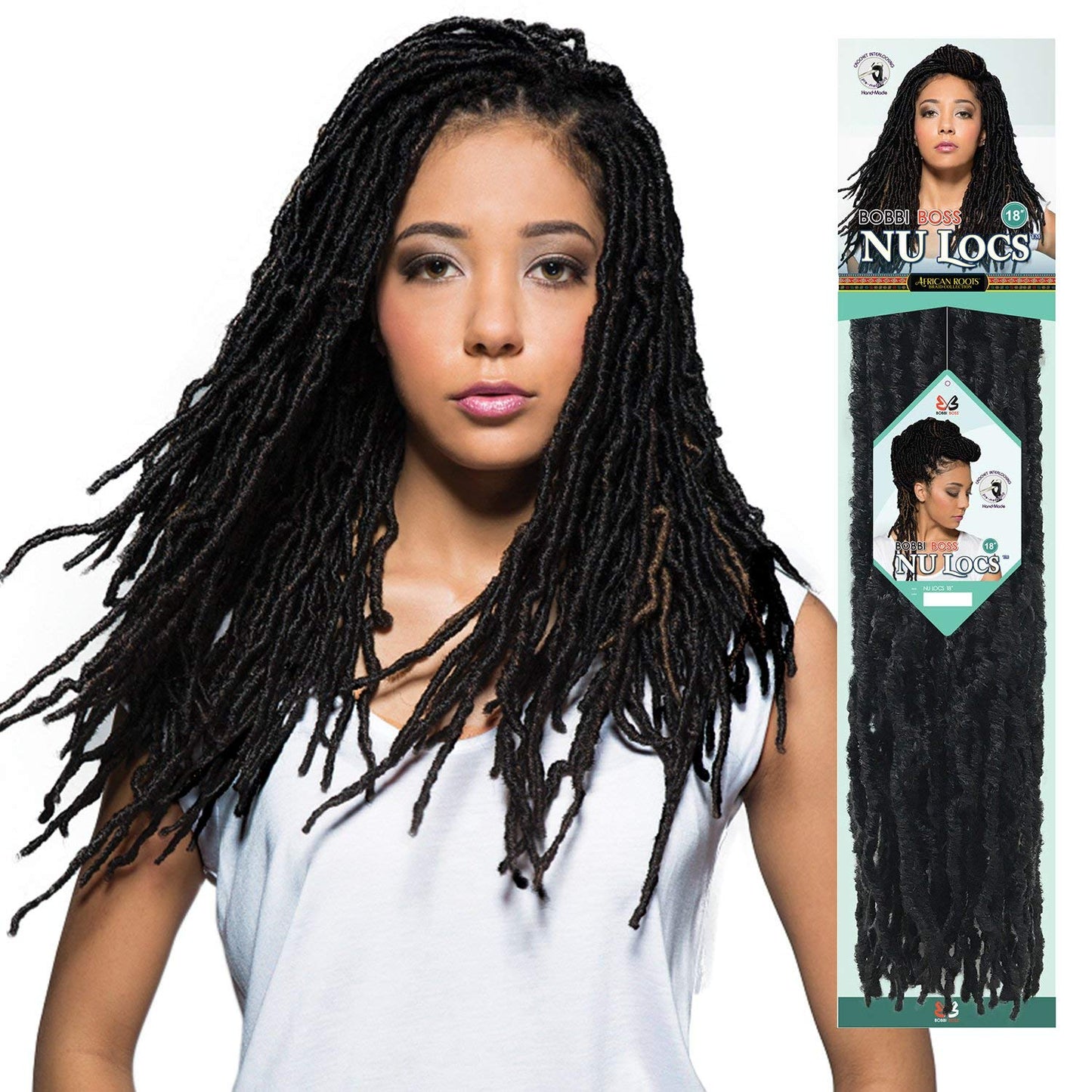 Bobbi Boss Synthetic Hair Crochet Braids African Roots Braid Collection Nu Locs 18 (4-Pack, 1B)