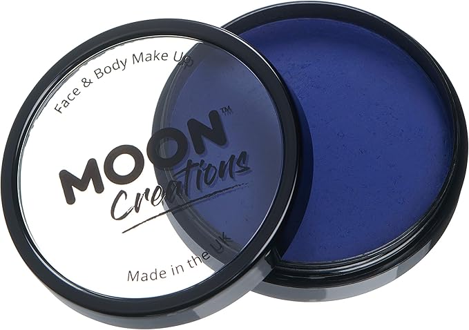 Moon Creations Pro Face & Body Paint Cake Pots Dark Blue - Professional Water Based Face Paint Makeup for Adults, Kids - 1.26oz