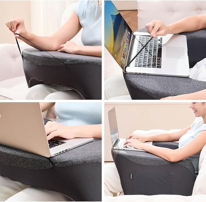 cooloo8 Reading Pillow, Lap Desk, Laptop Pillow for Lap, Large Gaming Pillow for Reading, Working, Gaming or Sitting in Bed Floor Couch(Dark Grey)
