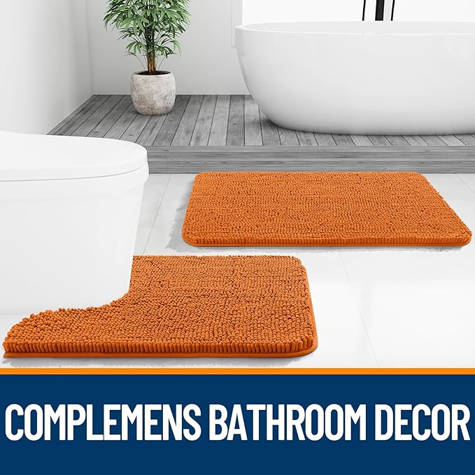 OLANLY Bathroom Rugs 36x24, Extra Soft Absorbent Chenille Bath Rugs, Rubber Backing Quick Dry, Machine Washable Bath Mats for Bathroom Floor, Tub and Shower, Home Decor Accessories, Clay
