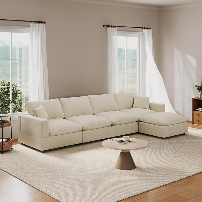 Modular Sectional Sofa Couch for Living Room, Convertible Upholstered Comfy Couches Deep Seat Sofa | Removable & Washable Cushion Covers, Filled with Down Cotton | Free Combination Sleeper Sofa Bed