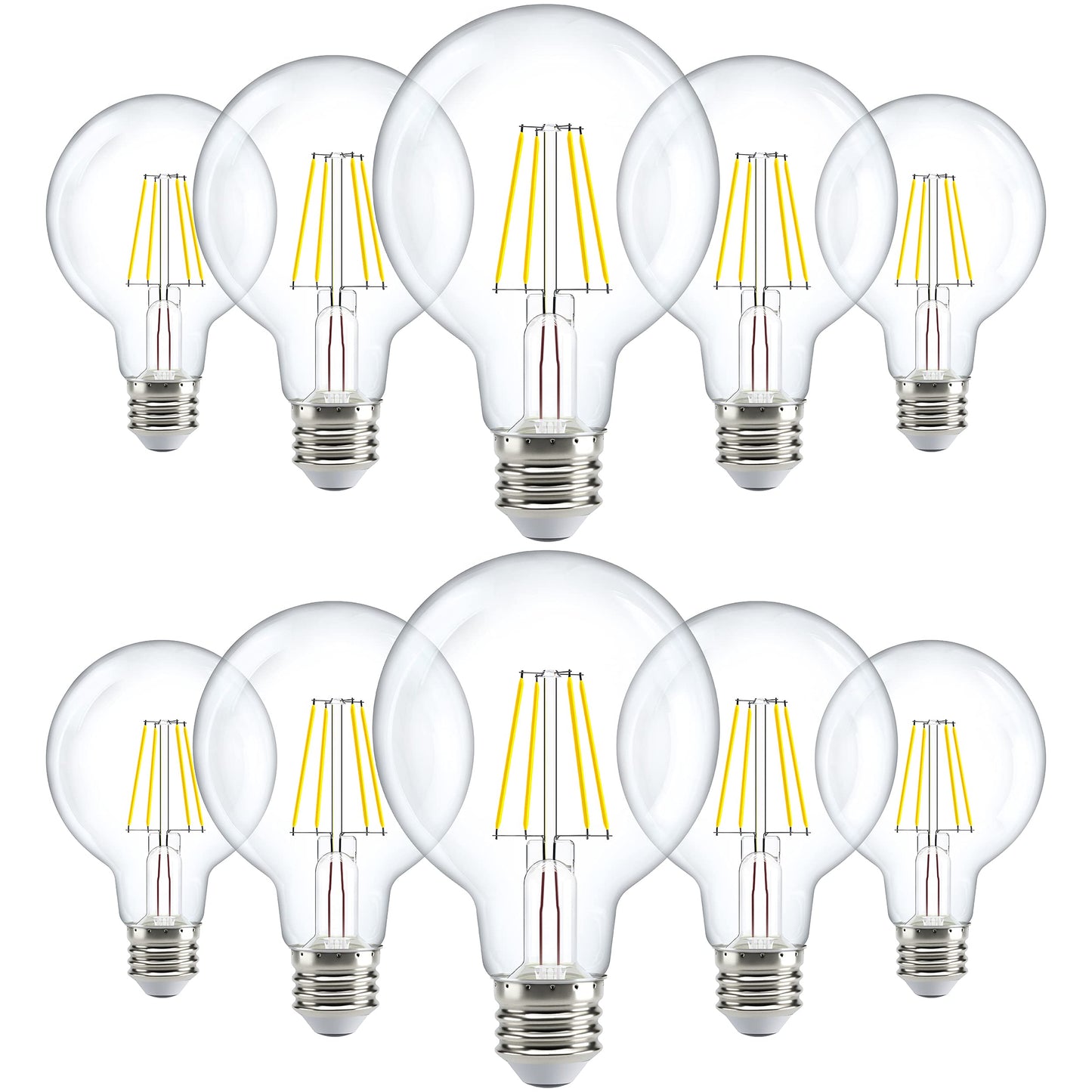 Sunco 10 Pack G25 LED Light Bulbs, Filament Edison Globe, Vanity Lighting Bulb for Bathroom Bedroom, 500 LM, 5W (60W Equivalent), 4000K Cool White, Dimmable, E26 Base, Clear UL.