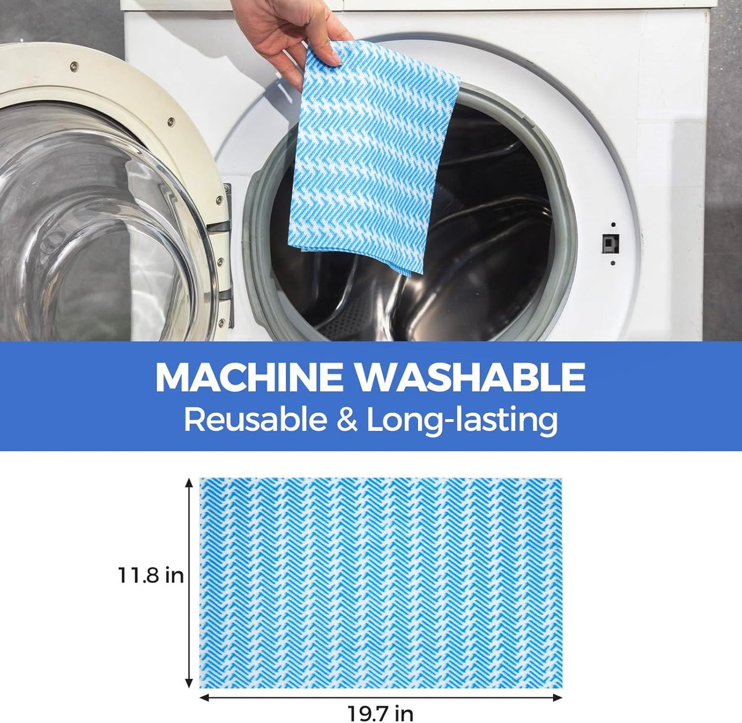 Reusable Cleaning Cloths Handi Wipes Reusable Cloths Disposabel Dish Towels Dry Handy Wipes Big Durable Absoebent and Dry Quickly 100 Count, Blue