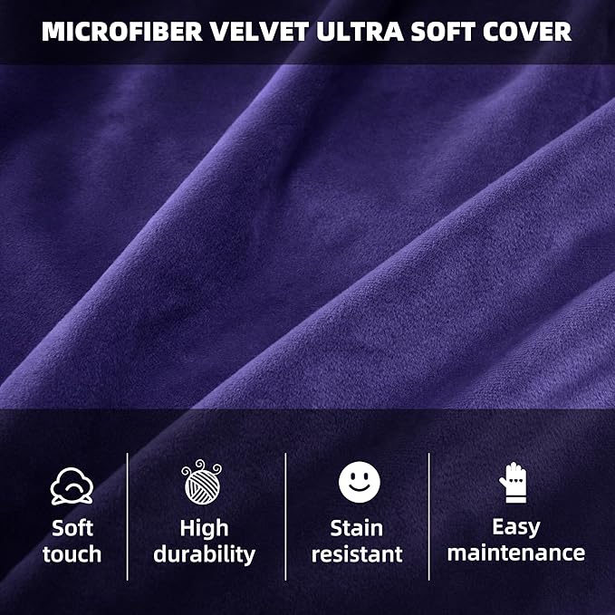 HABUTWAY Bean Bag Chair 3Ft Luxurious Velvet Ultra Soft Fur with High Rebound Memory Foam Bean Bag Chairs for Adults Plush Lazy Sofa with Fluffy Sponge 3' (Purple)