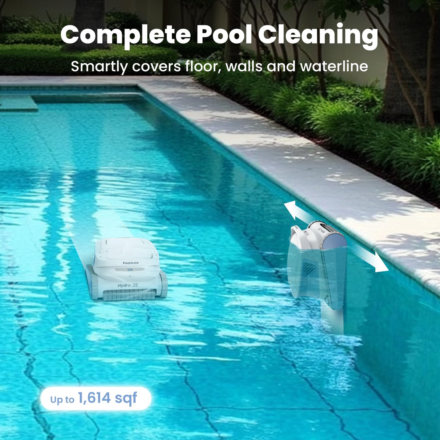 Chasing Hydro 3S Robotic Pool Cleaner for Inground Pools - 300min Runtime, Dual-Centrifugal Pumps, 4 Cleaning Modes, Ideal for Private and Commercial Pools