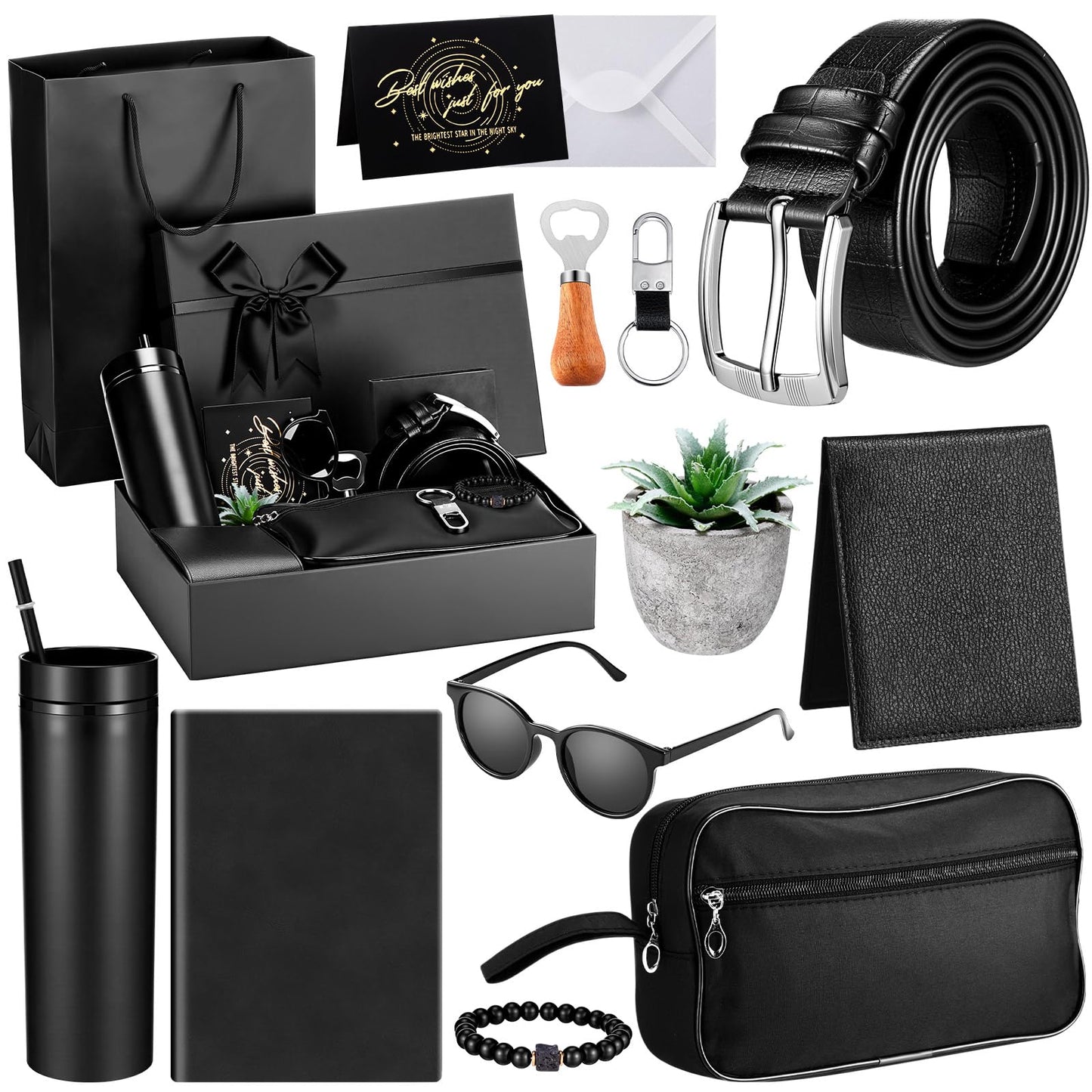 Skylety 12 Pcs Birthday Gifts for Men Set Father Gift Baskets for Men Him Retirement Thank You Presents with Box for Male Dad Husband Boyfriend Coworker Brother Coworker Christmas(Cute Boy)