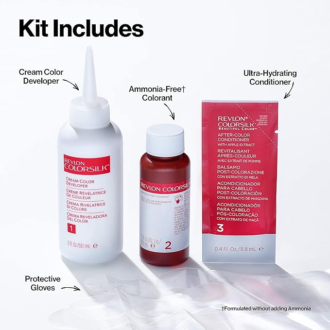 Revlon ColorSilk Permanent Hair Color, 100% Gray Coverage Dye Kit, Ammonia-Free, Keratin and Amino Acids, Blonde Shades, 73 Champagne Blonde (Pack of 3)