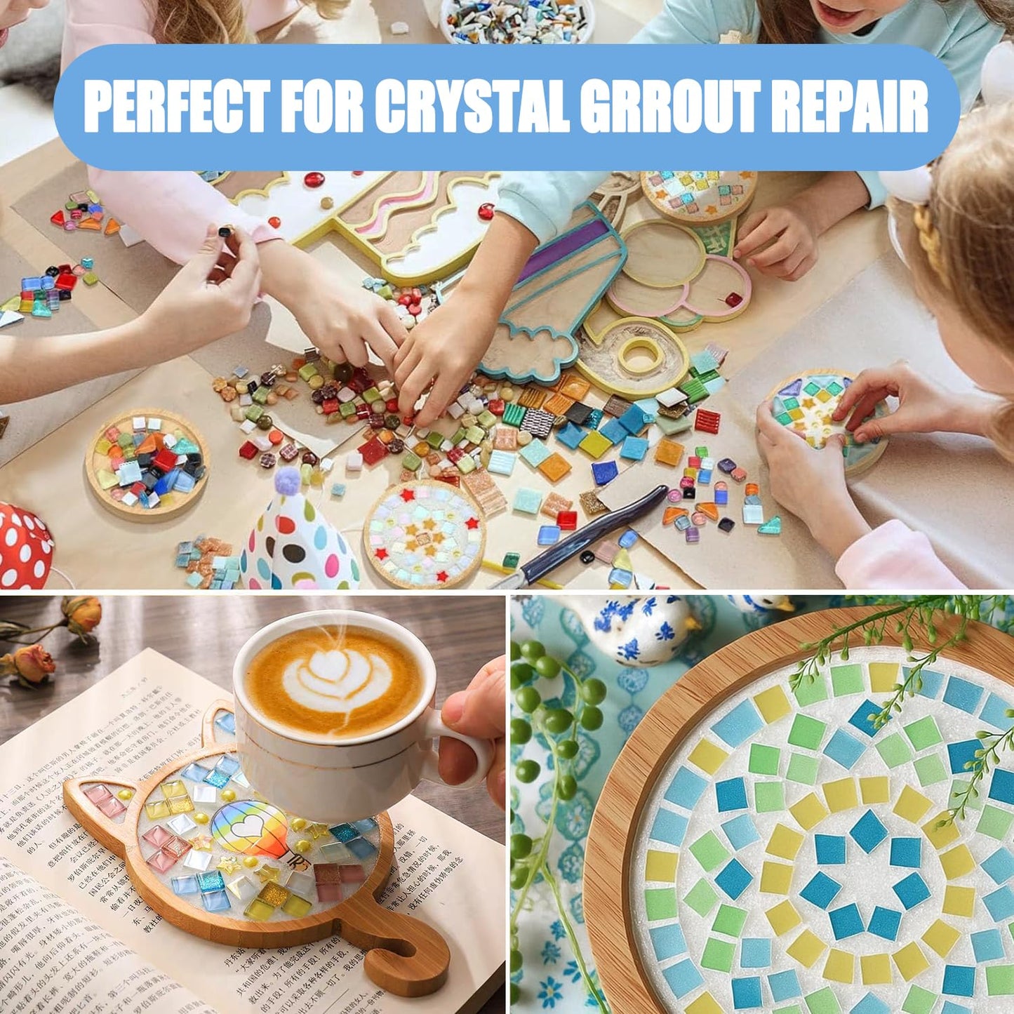 Mosaic Crystal Grout, Mosaics Tile Tools, Mosaic Tile Accessories – Essential for Handmade Grouting and Perfect for DIY Craft Projects (White, 4.5oz)