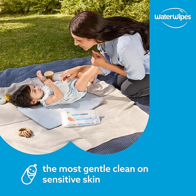 WaterWipes Bundle, Original 300 Count (5 packs) & XL Bathing Wipes 16 Count (1 pack), Plastic-Free, 99.9% Water Based Wipes, Unscented, Hypoallergenic for Sensitive Skin, Packaging May Vary