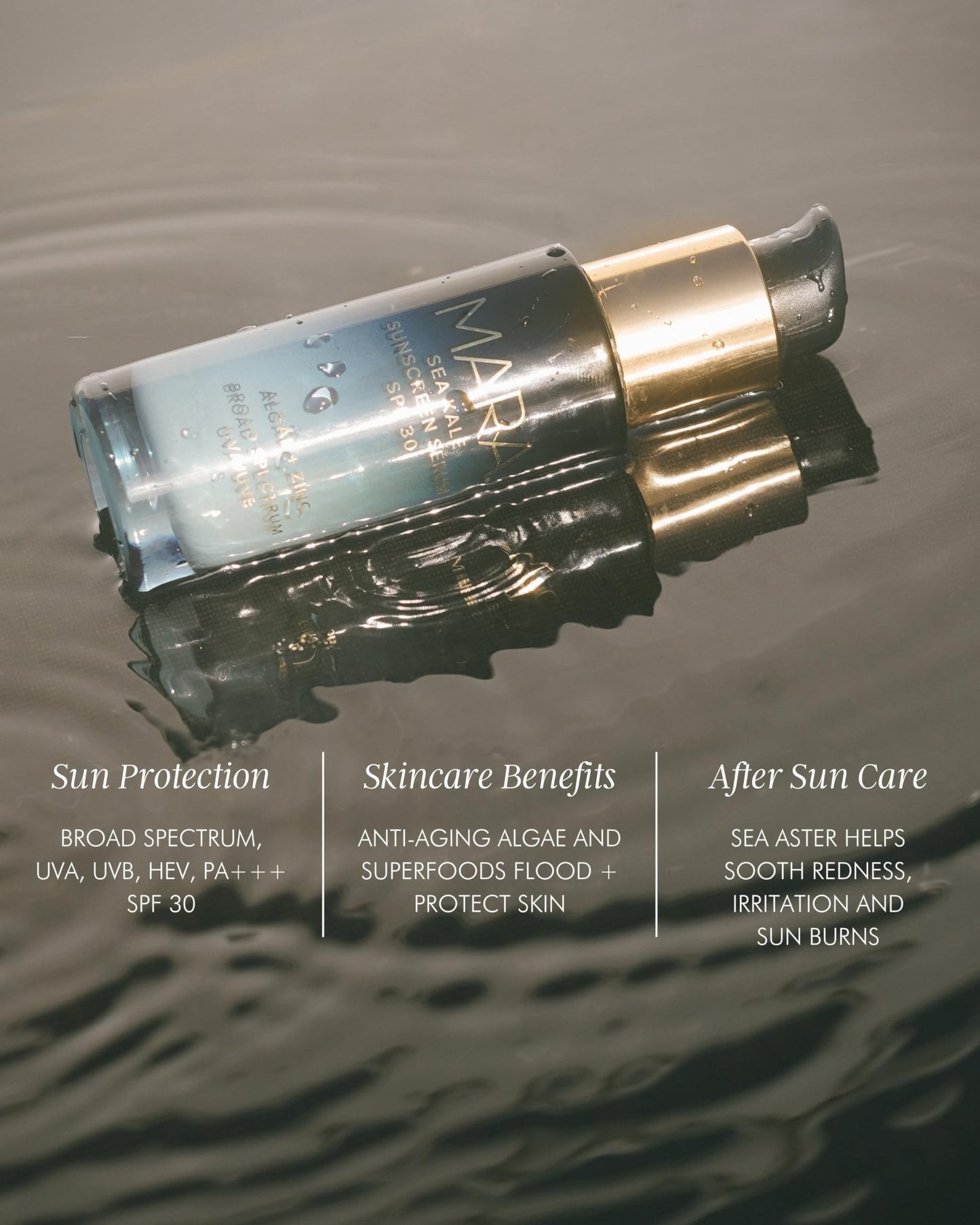 MARA - Natural Algae + Zinc Sea Kale Sunscreen Serum SPF 30 | Plant-Based Care For All Skin Types | Helps Hydrate, Nourish, + De