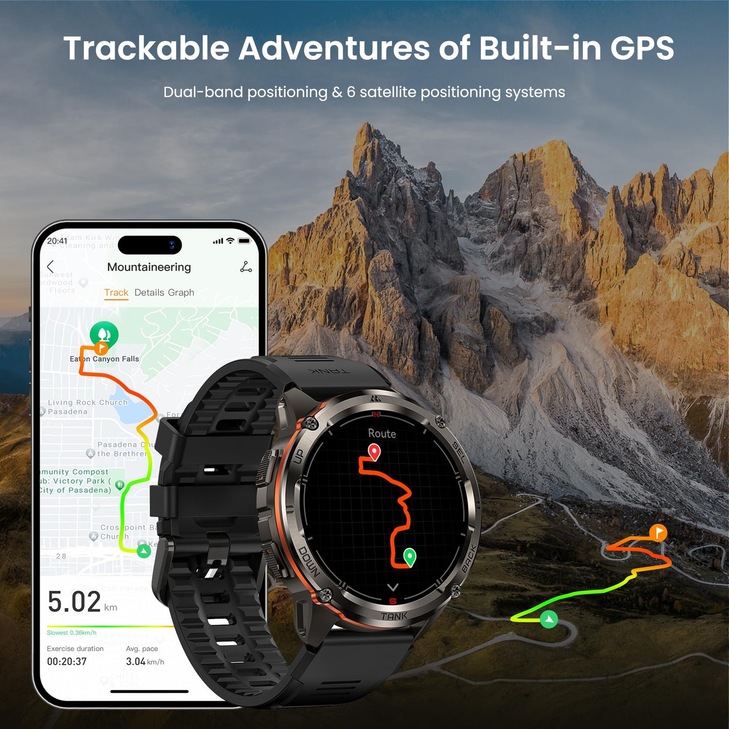KOSPET Tank T3 Ultra 2 Smart Watch for Men GPS, Extra-Long Battery, Full Stainless Steel Body Rugged Smartwatch with Bluetooth Calling, 1.43" AMOLED Display, Pressure&Altitude&Compass