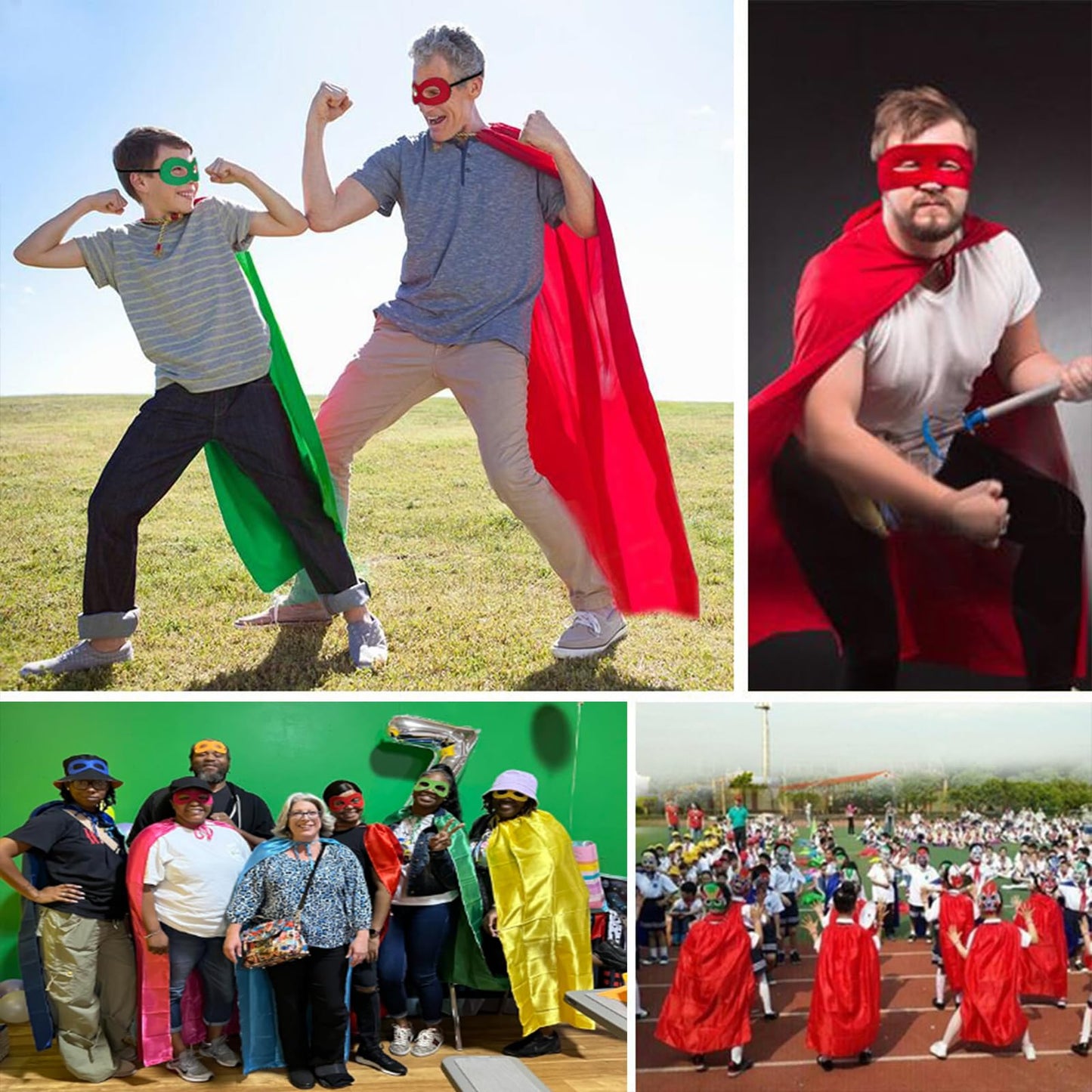 Dajiahao Adult Superhero Capes and Masks - Halloween Capes Party Dress Up Superhero Costume Superhero Party Capes（Red-L）