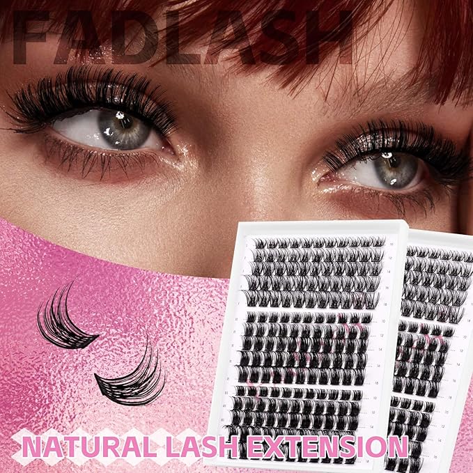 Cluster Lashes FADLASH 165pcs Lash Clusters Extensions Mix Tray 3 Styles DIY Eyelash Extension Individual D Curl Super Thin Band Soft (K1+K3+K4-0.07-D, 10-18mm)