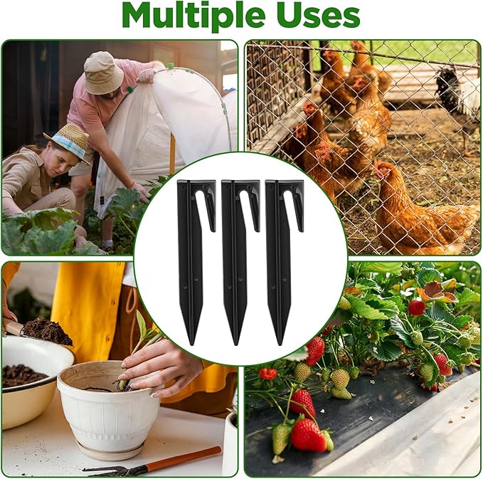 PercyEffie 500 Pcs Plastic Lawn Stakes Wire Stake Pegs Wire Stakes Landscape Pegs for Robotic Mowers Invisible Pet Fences Garden Camping Compatible Black plow Stake