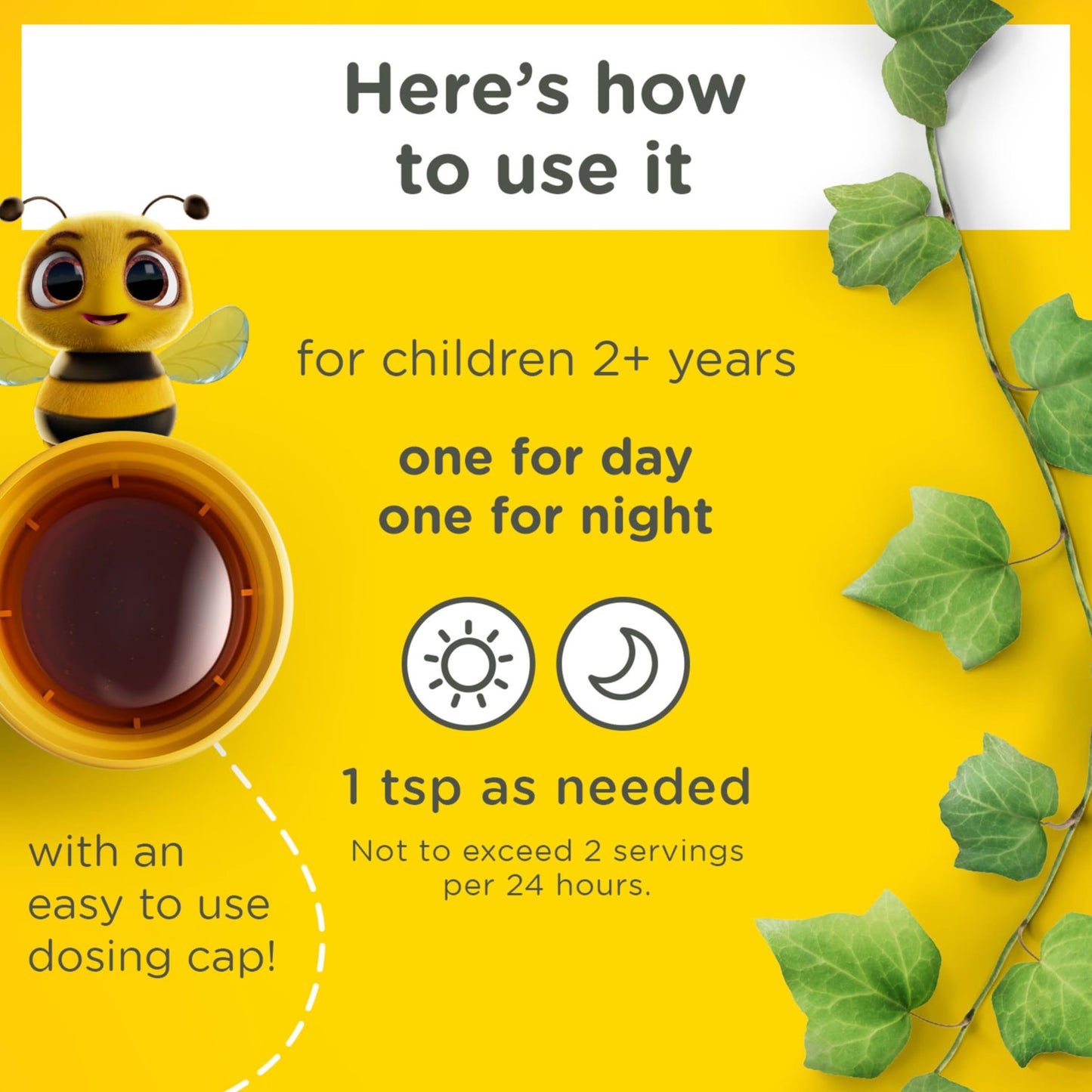 Zarbee's Children’s Honey Cough Syrup + Mucus Day & Night Value Pack, Daytime & Nighttime Toddler Cough Syrup, Dark Honey, Ivy Leaf Extract, Chamomile, Mixed Berry Flavor, 2X 4 Fl Oz