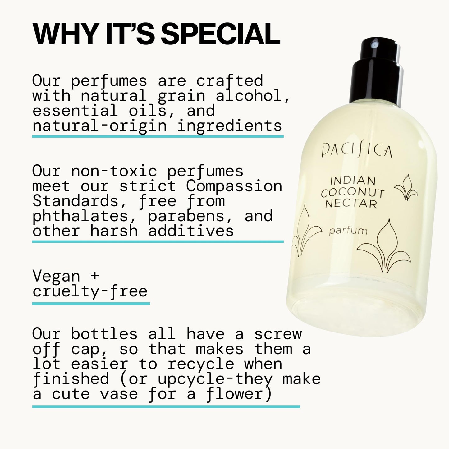 Pacifica Indian Coconut Nectar Spray Perfume, 2 oz – Warm Coconut & Vanilla Gourmand Fragrance for Women Clean Beauty Scent, Long-Lasting Beachy & Layerable, 100% Vegan & Cruelty-Free Made in USA