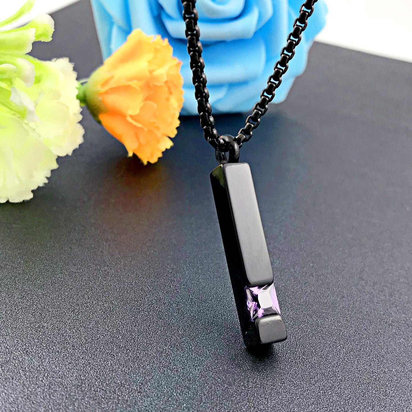 YOUFENG Urn Necklaces for Ashes Birthstone Cube Urns for Human Ashes Memorial Cremation Urn Locket Keepsake Ashes Jewelry (Febru