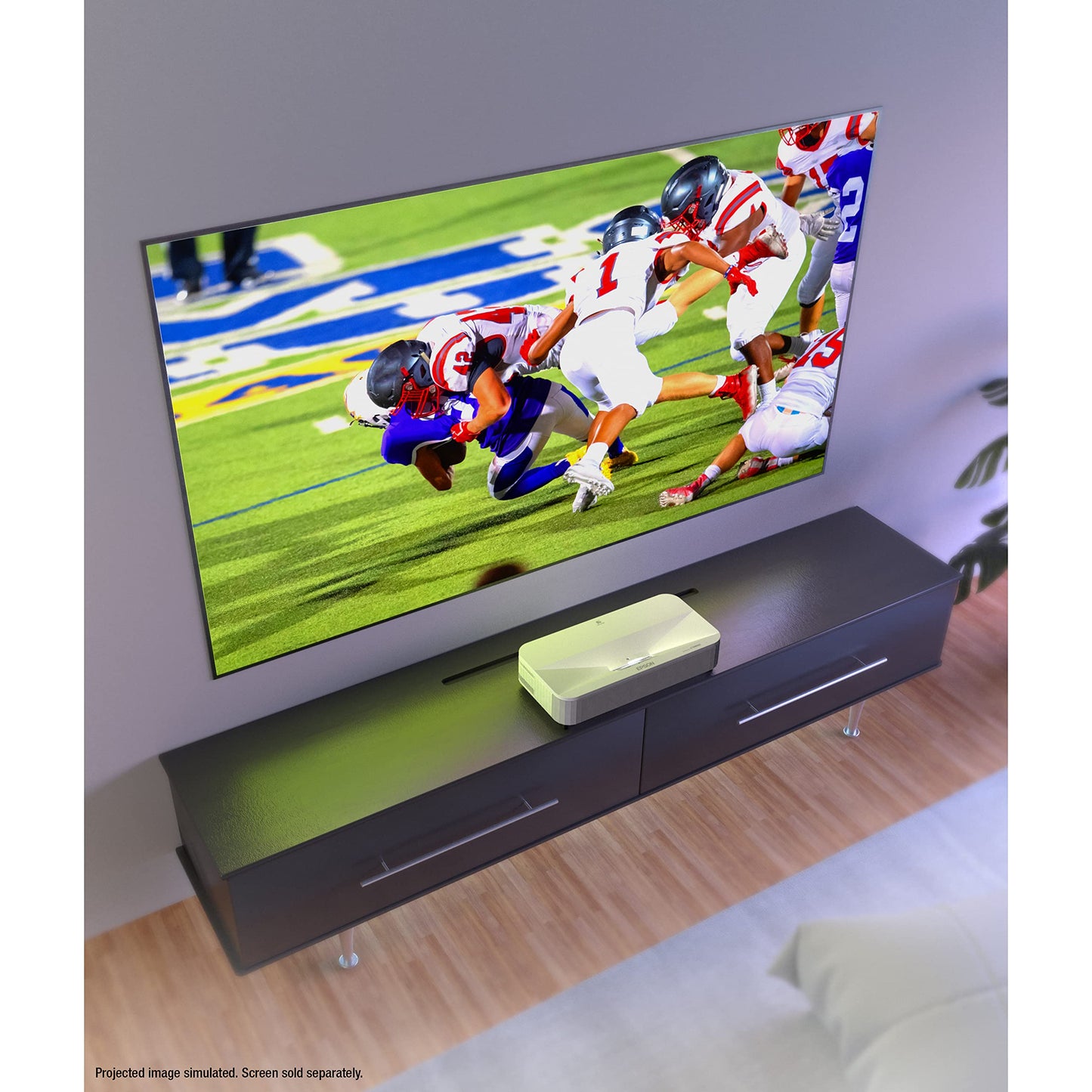 Epson LS800 Ultra Short Throw 3-Chip 3LCD Smart Streaming Laser Projector, 4,000 Lumens of Color and White Brightness, 4K PRO UHD, HDR, Android TV, 2.1ch Yamaha Built-in Speakers - White